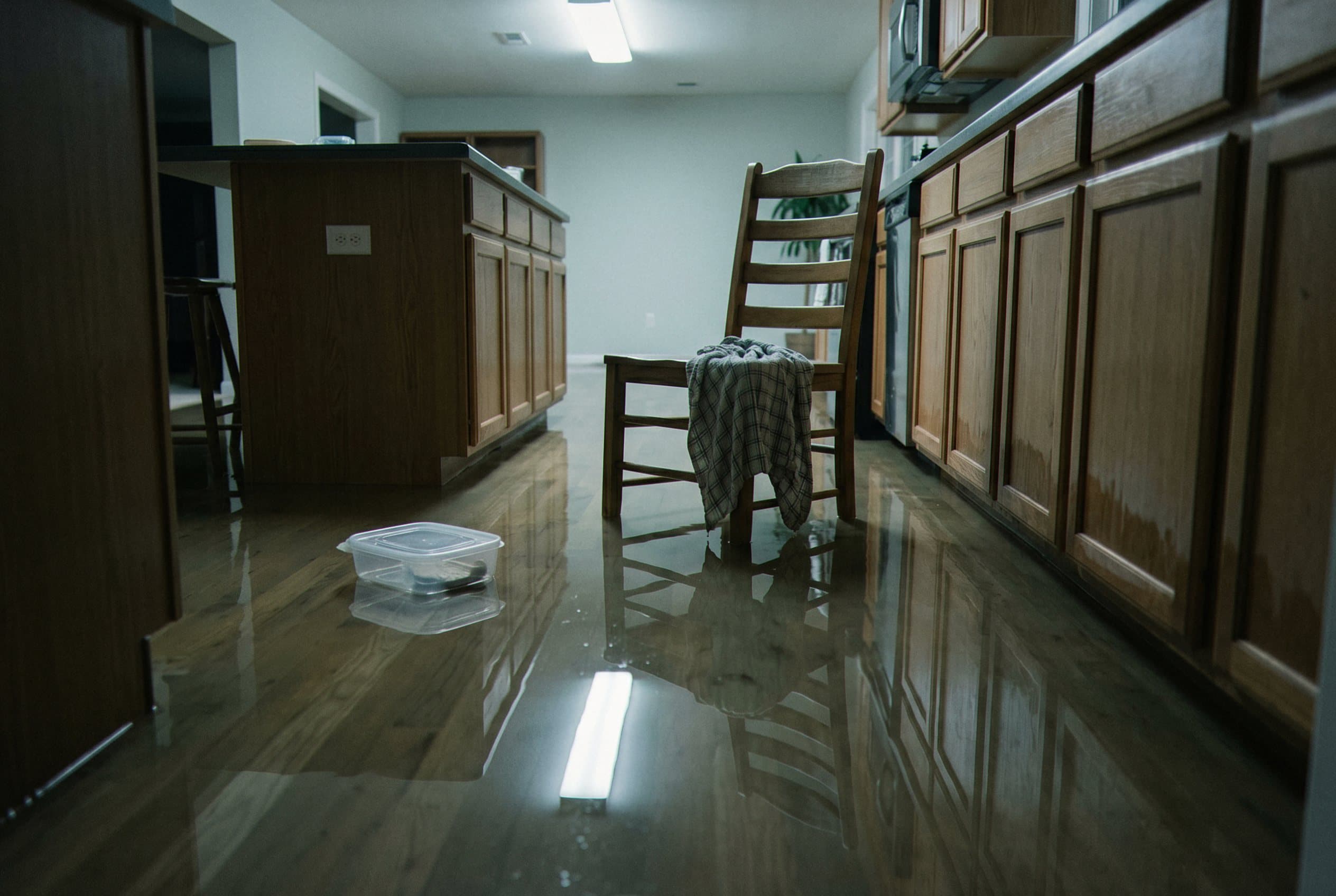 Basement flooded with standing water rising.