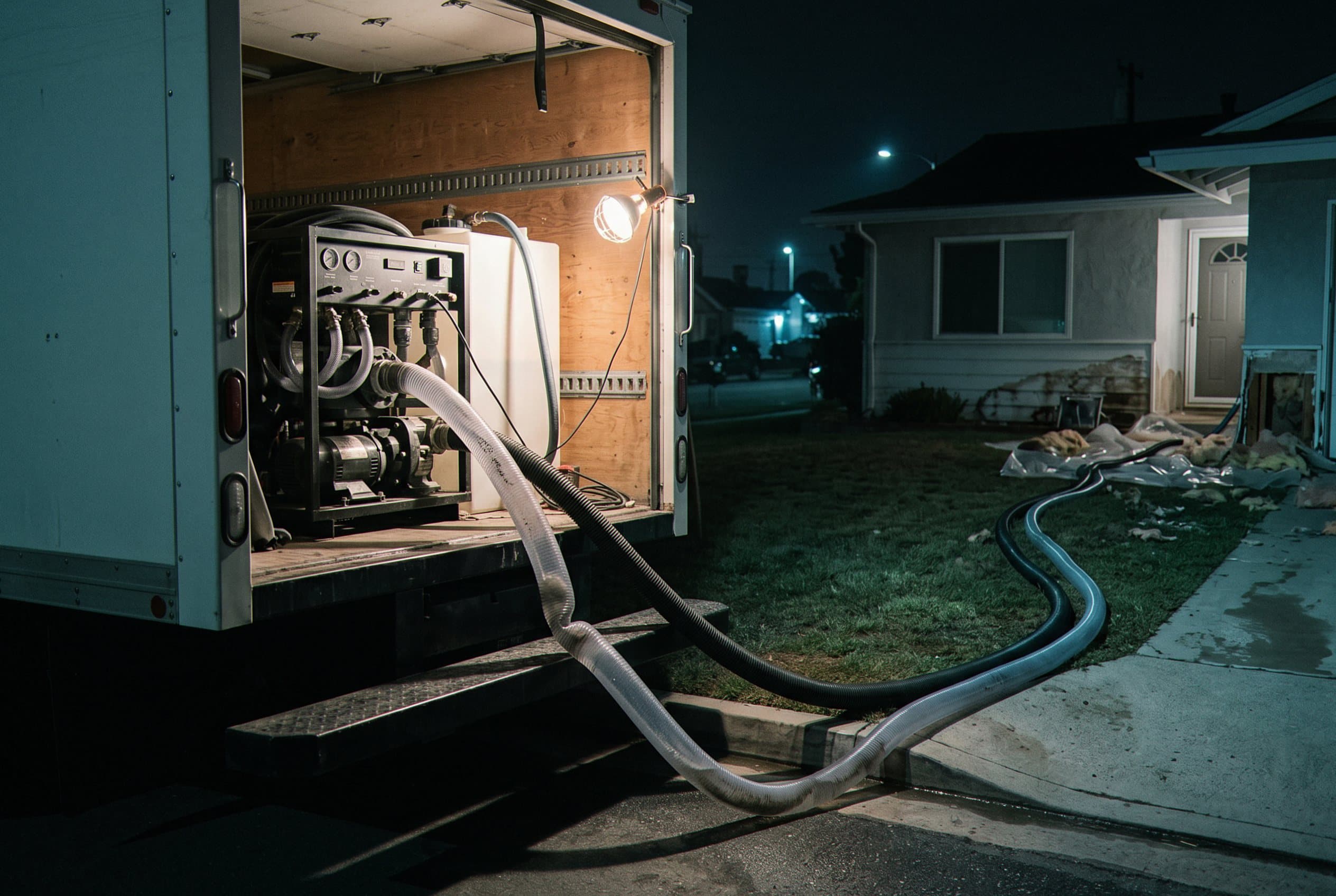 Truck-mounted extraction pump on site.