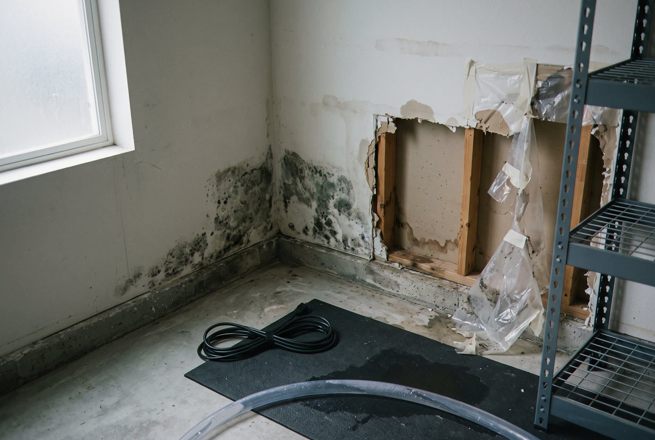 Visible mold growth residential drywall