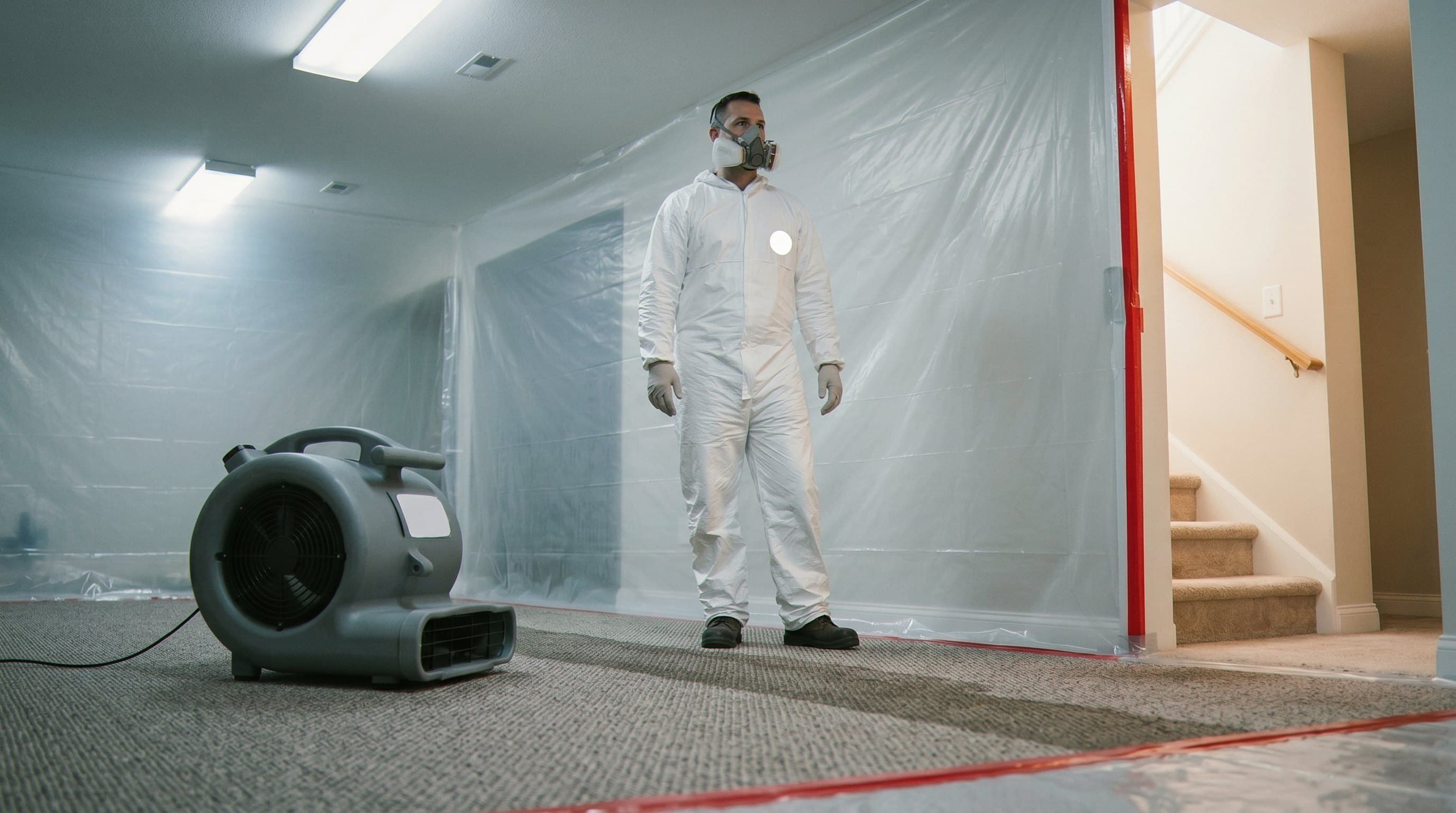 Containment area sealed with protective equipment.