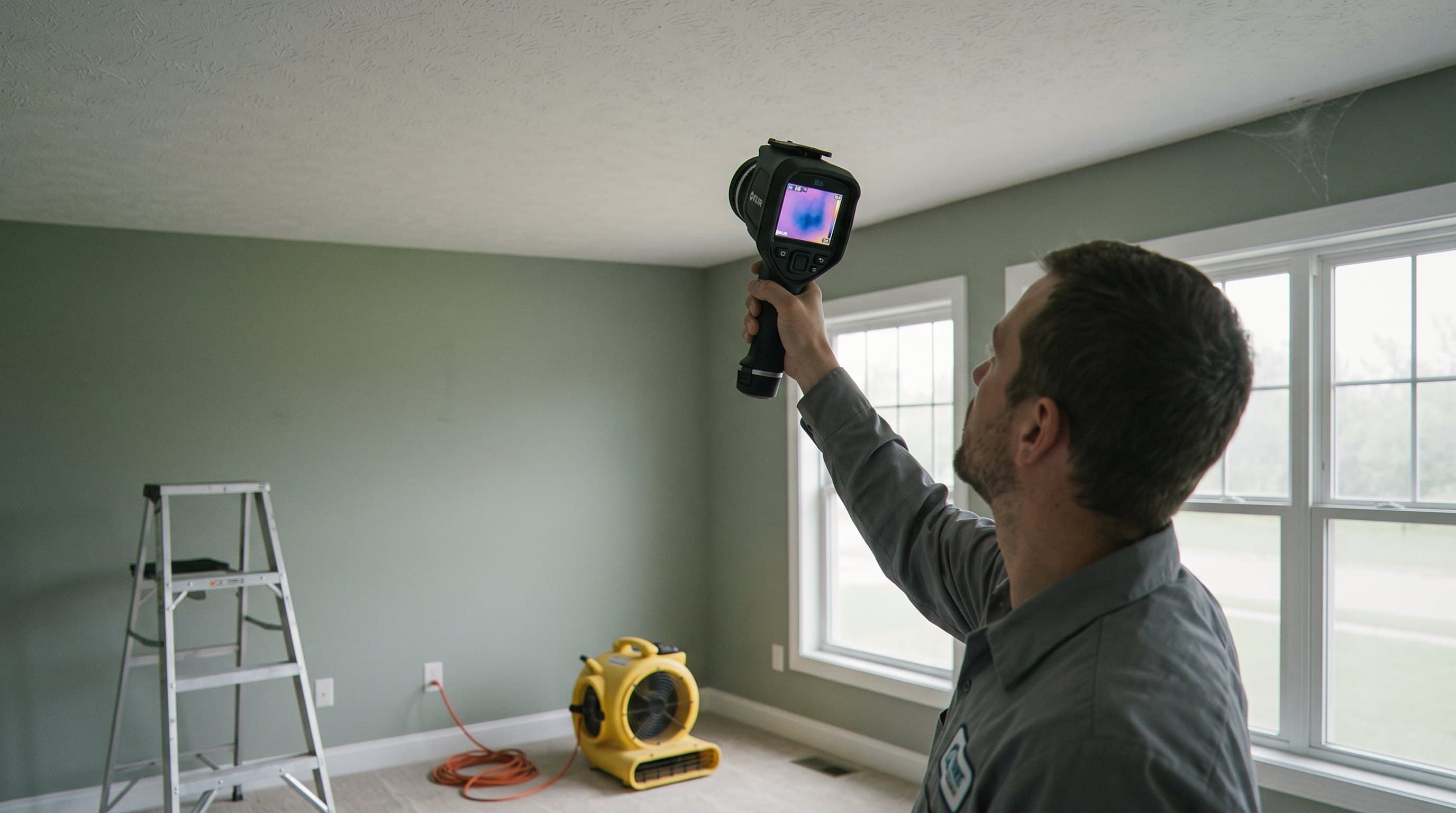 Technician with thermal imaging camera